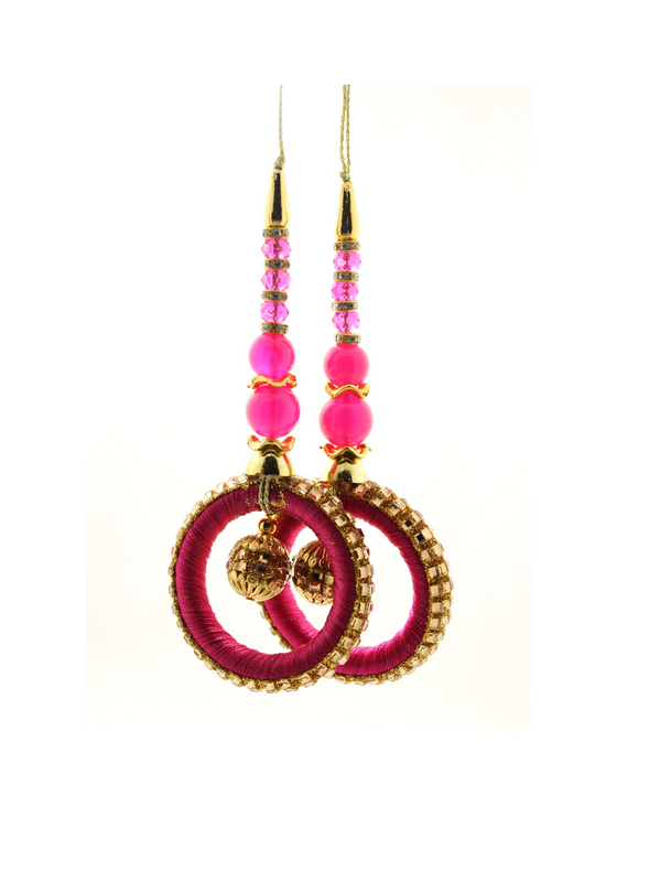 Magenta Thread Tassel Latkan for Saree Blouse Dupatta Lehenga Gowns (1 Pair)