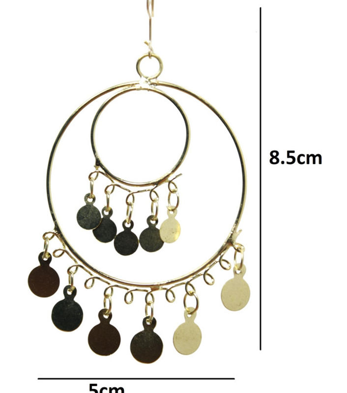 Thumbnail: Golden Double layered hoop fashion earrings tassel with metallic star