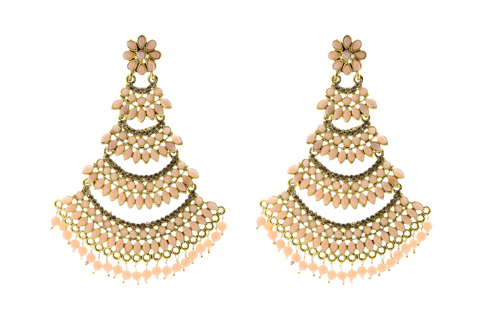 Peach Designer 3 Layered Jhumka earrings for women Party/wedding/funtions