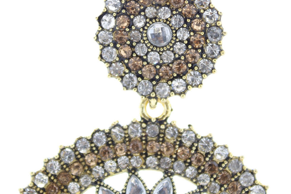 Thumbnail: Golden & Silver colour Crystal studded Designer Jhumka earrings for women/Girls