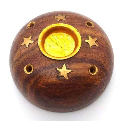 Round Wood Incense Holder 6cm Cones