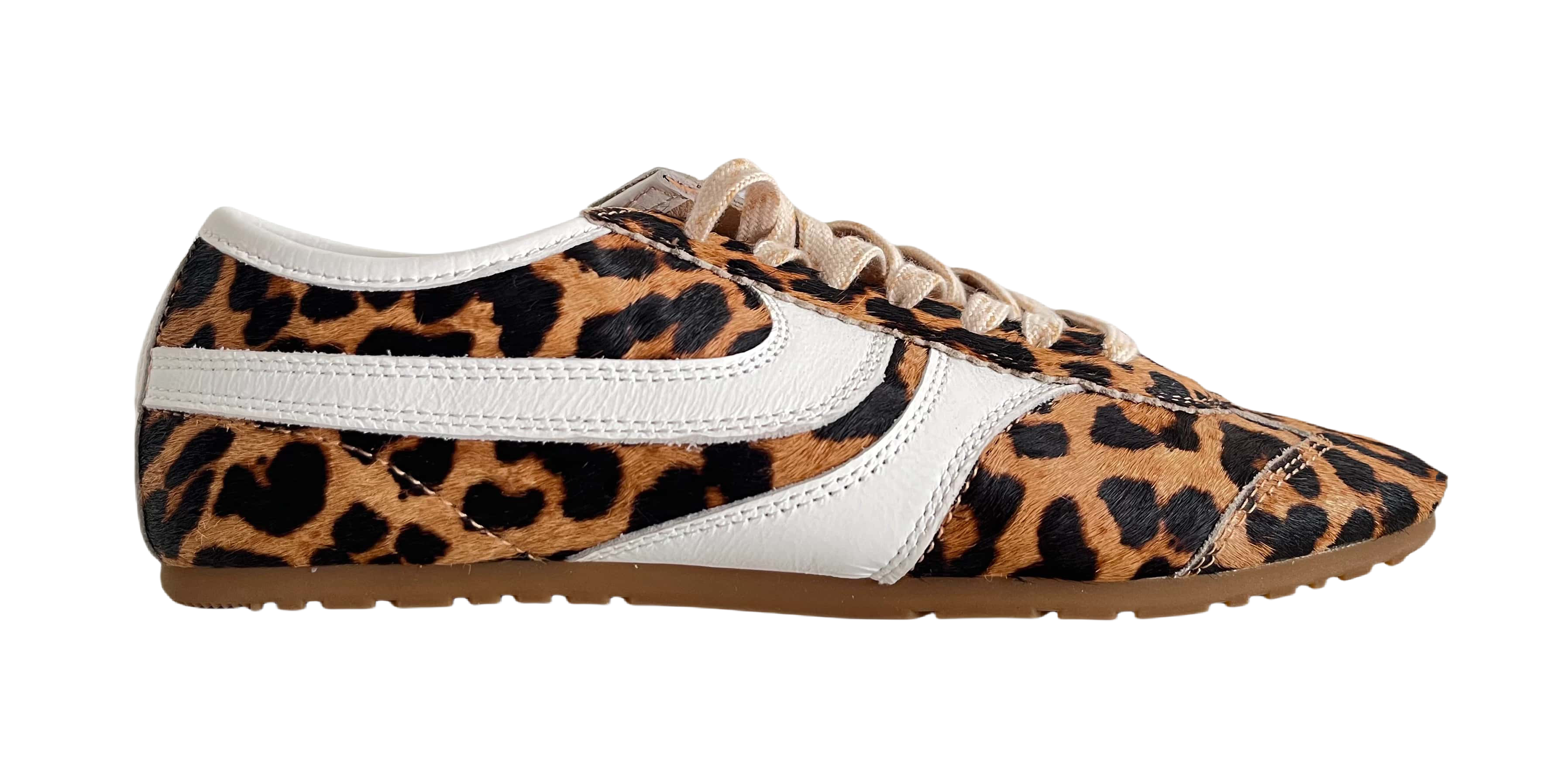 premium leopard pony hair leather sneaker