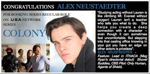 Alex appearing NOW as series regular on USA series "Colony"!!