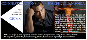 This news isn't GRIMM..congrats, Joseph Julian Soria!