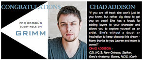 It's a GRIMM day for Chad Addison--congrats on the guest star booking!!