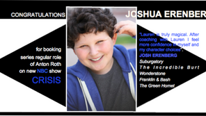 Congrats to JOSHUA ERENBERG for booking series regular on CRISIS!