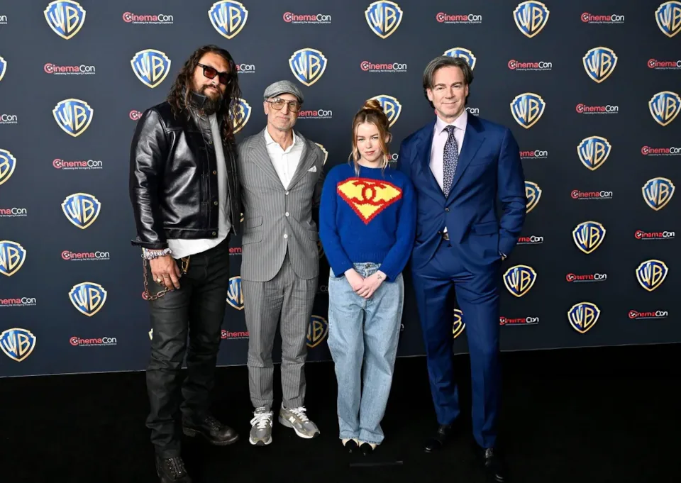 Jason Momoa, Craig Gillespie, Milly Alcock et Peter Safran au CinemaCon
