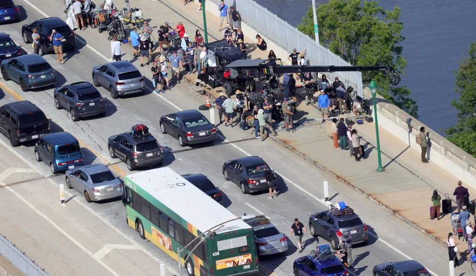 Le tournage sur le Detroit-Superior Bridget