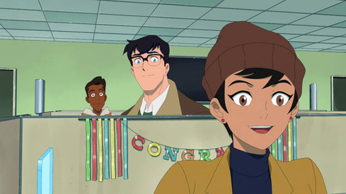 Jimmy, Clark et Lois félicités au Daily Planet