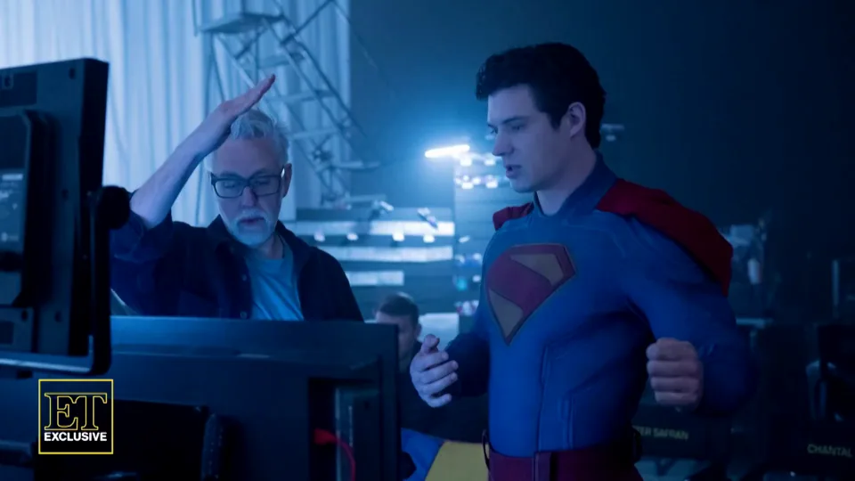 James Gunn avec David Corenswet (Tournage)