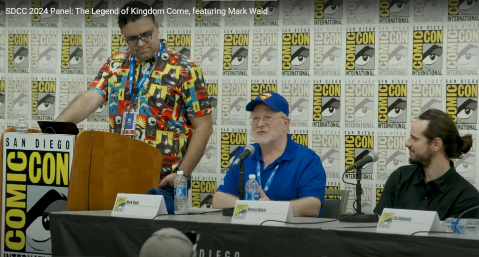 Panel du SDCC 2024 - Legend of Kingdom Come avec Mark Waid au centre, Mike Roe à gauche et Remsy Atassi à droite
