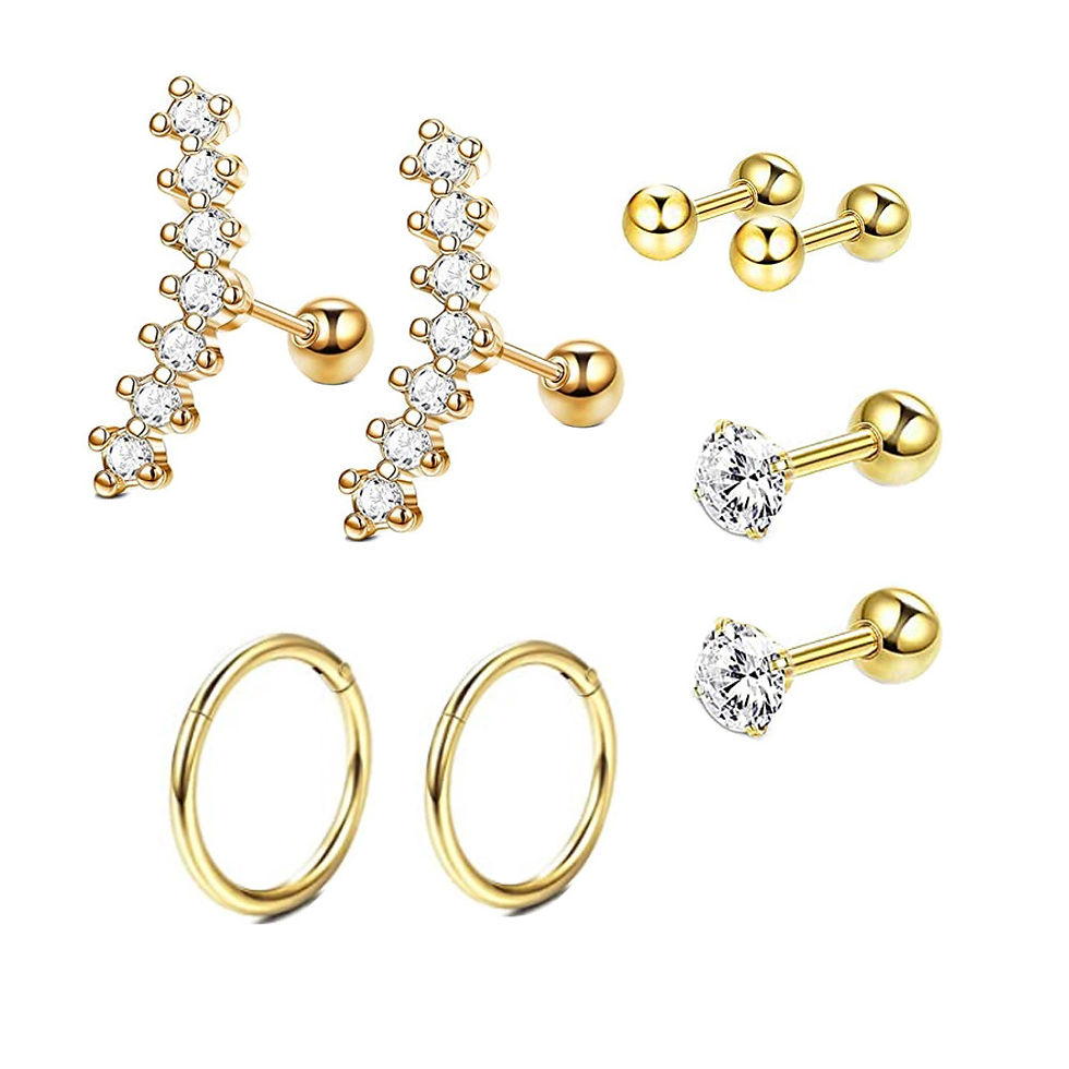 Miniatura: Fashion Crystal Cartilage Earring Set Stainless Steel Gold Color Ear Hoop Helix 