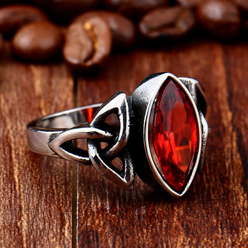 Miniatura: BEIER  NEW Cool Blue/Red/Black Zircon Northern Europe Viking Stainless Steel Rin