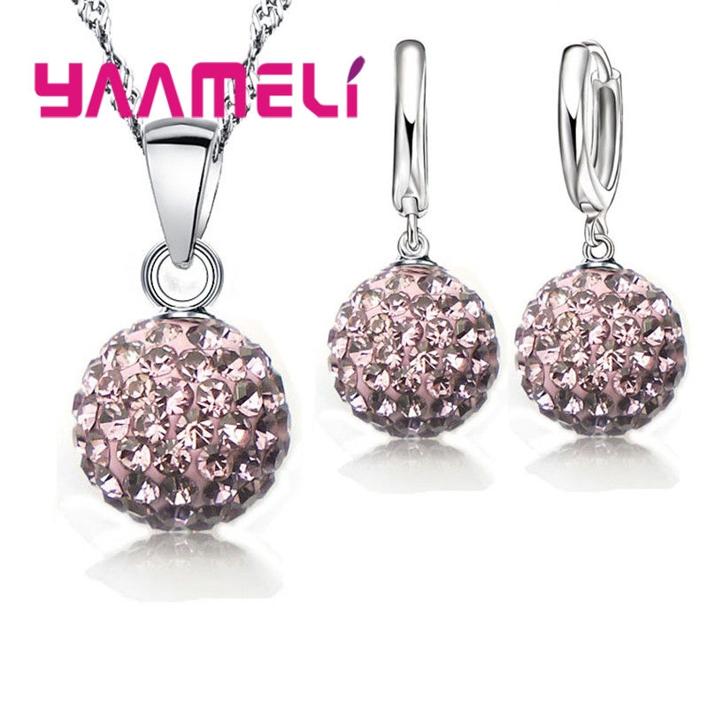 Miniatura: 925 Sterling Silver Bridal Jewelry Sets Women Girls Wedding Gifts Austrian Cryst