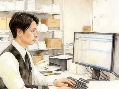 ホテル従業員が価格の調整をしている様子