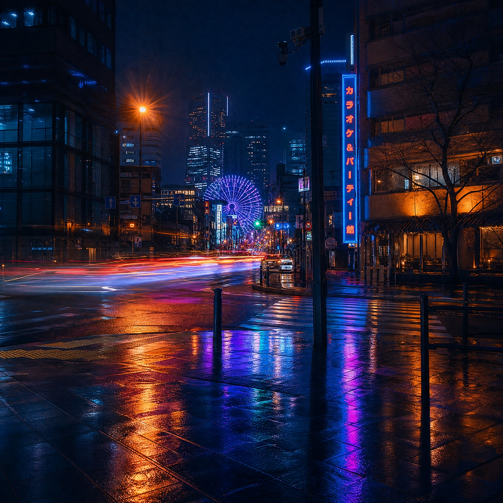 Yokohama nightscape - urban poetry of light by Aquira