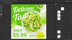 สอนกราฟฟิก ep_67 - การออกแบบแบนเนอร์โฆษณาอาหาร (Banner Design) ด้วยโปรแกรม Adobe Photoshop cc