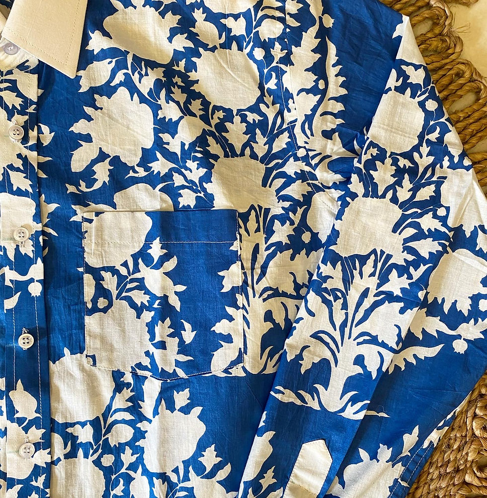 Thumbnail: Flowerish Cotton Blue Full Sleeves Shirt