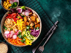 a bowl of healthy vegan food