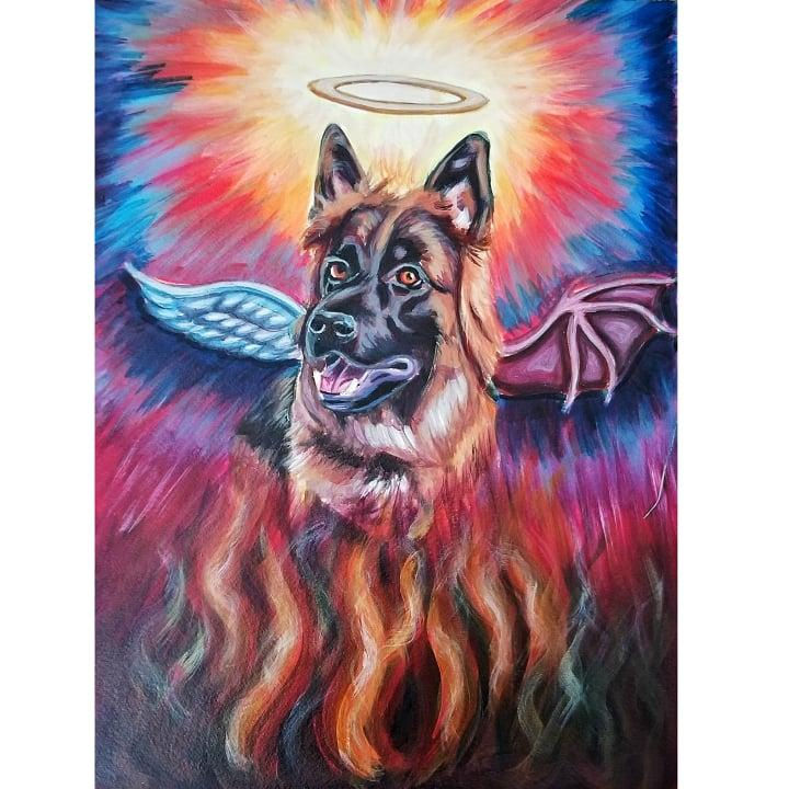 Heaven or Hell Acrylic Painting 12x16 on Watercolor Paper