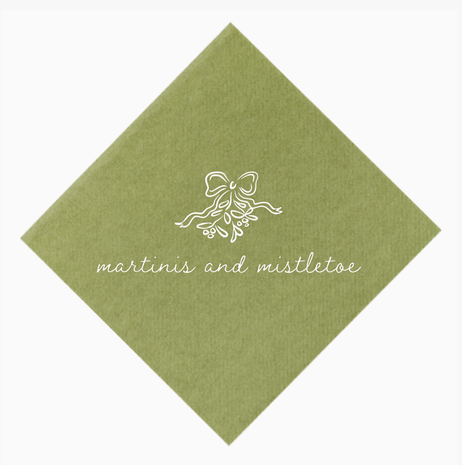 Green Martinis and Mistletoe napkin with bow illustration