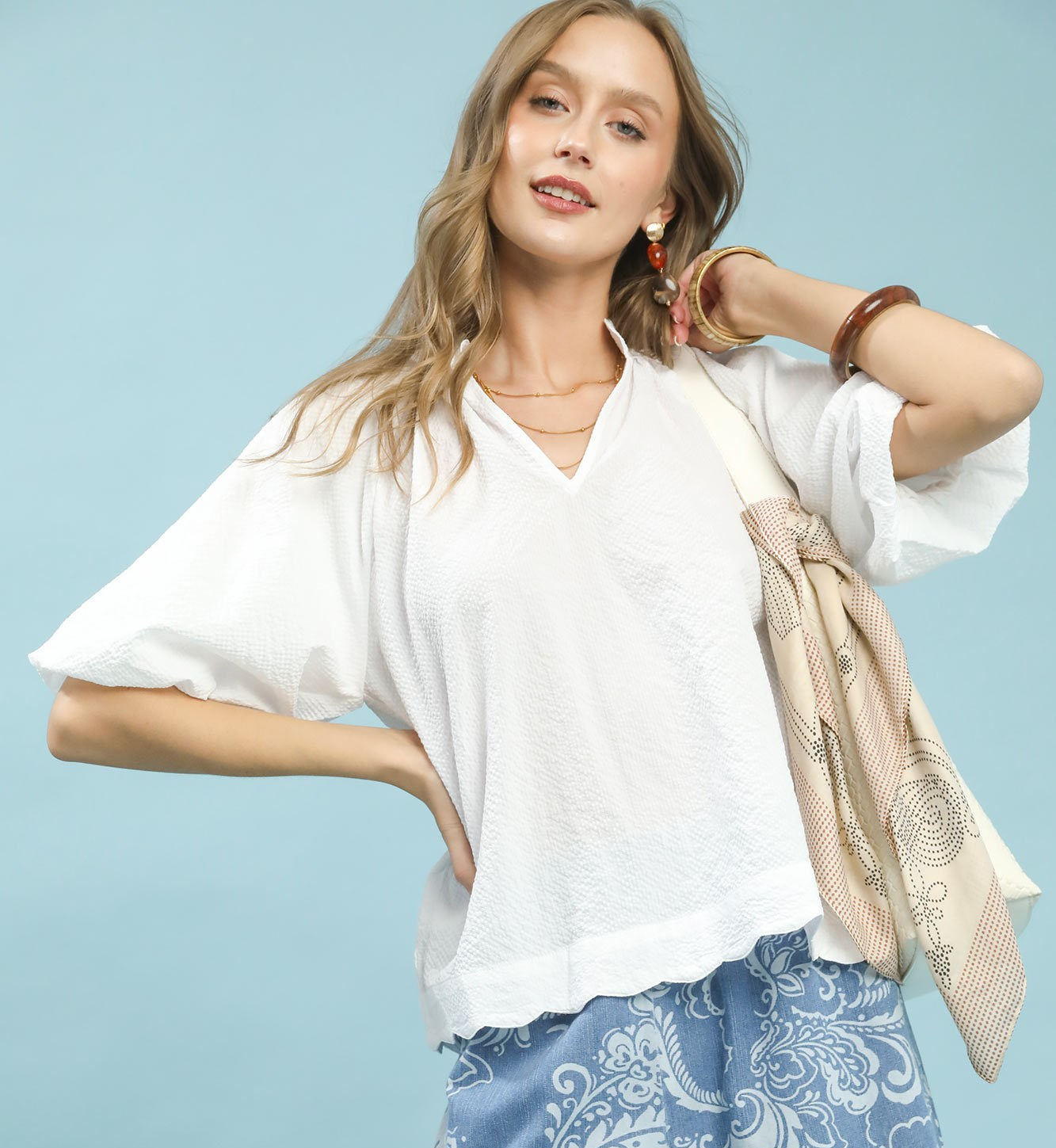 Bubble Sleeve, Scalloped Top UM0031
