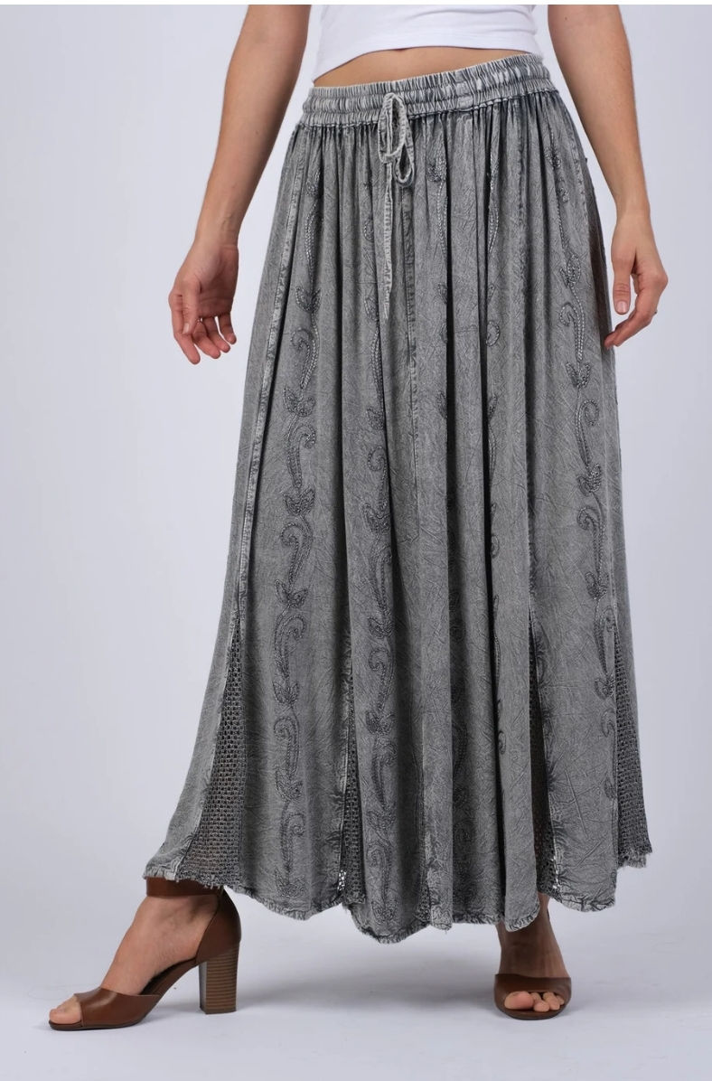 Thumbnail: Rayon Grey Embroidered Skirt ST002