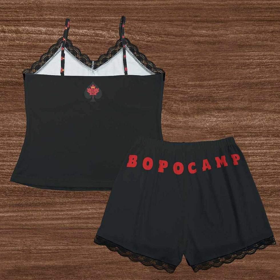Thumbnail: BLACK - PAJAMAS - SET - CAMI - LACE - TRIM
