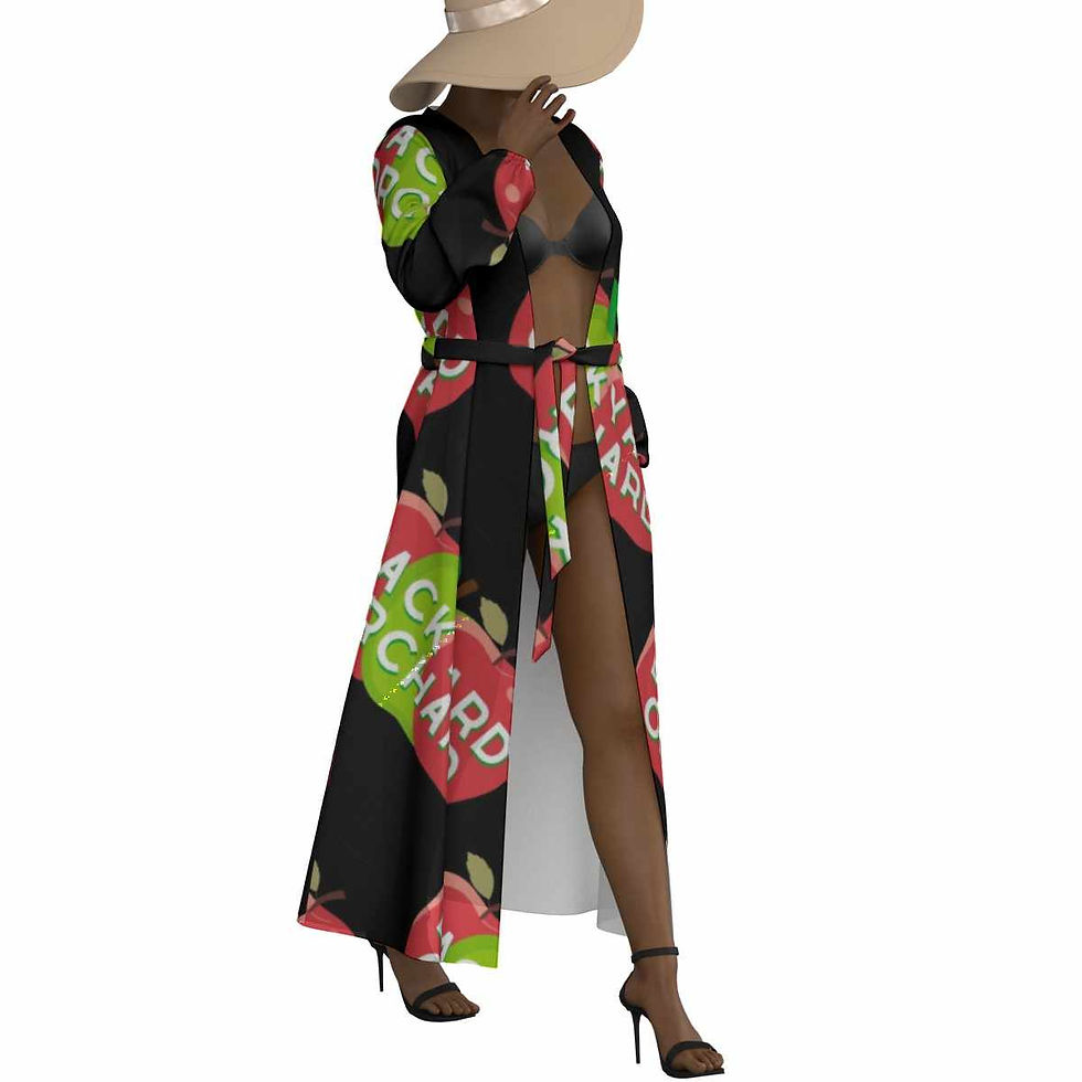 Thumbnail: Women's - Lace Up - Chiffon - Robe - Black