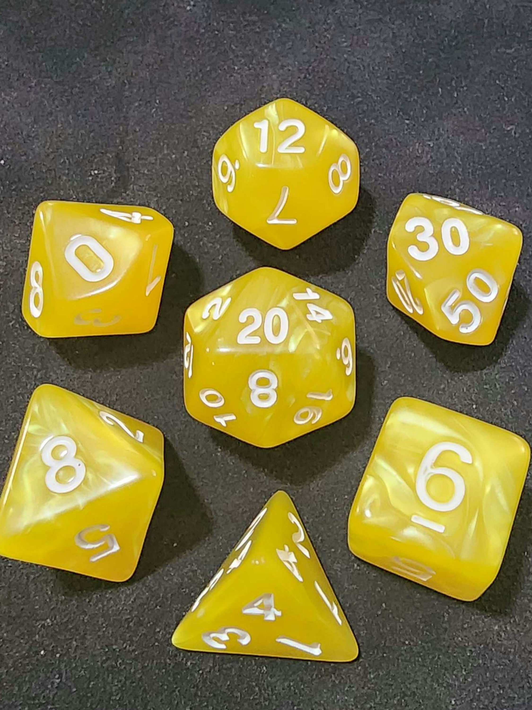 Bright Yellow Single Colour Swirl Dice