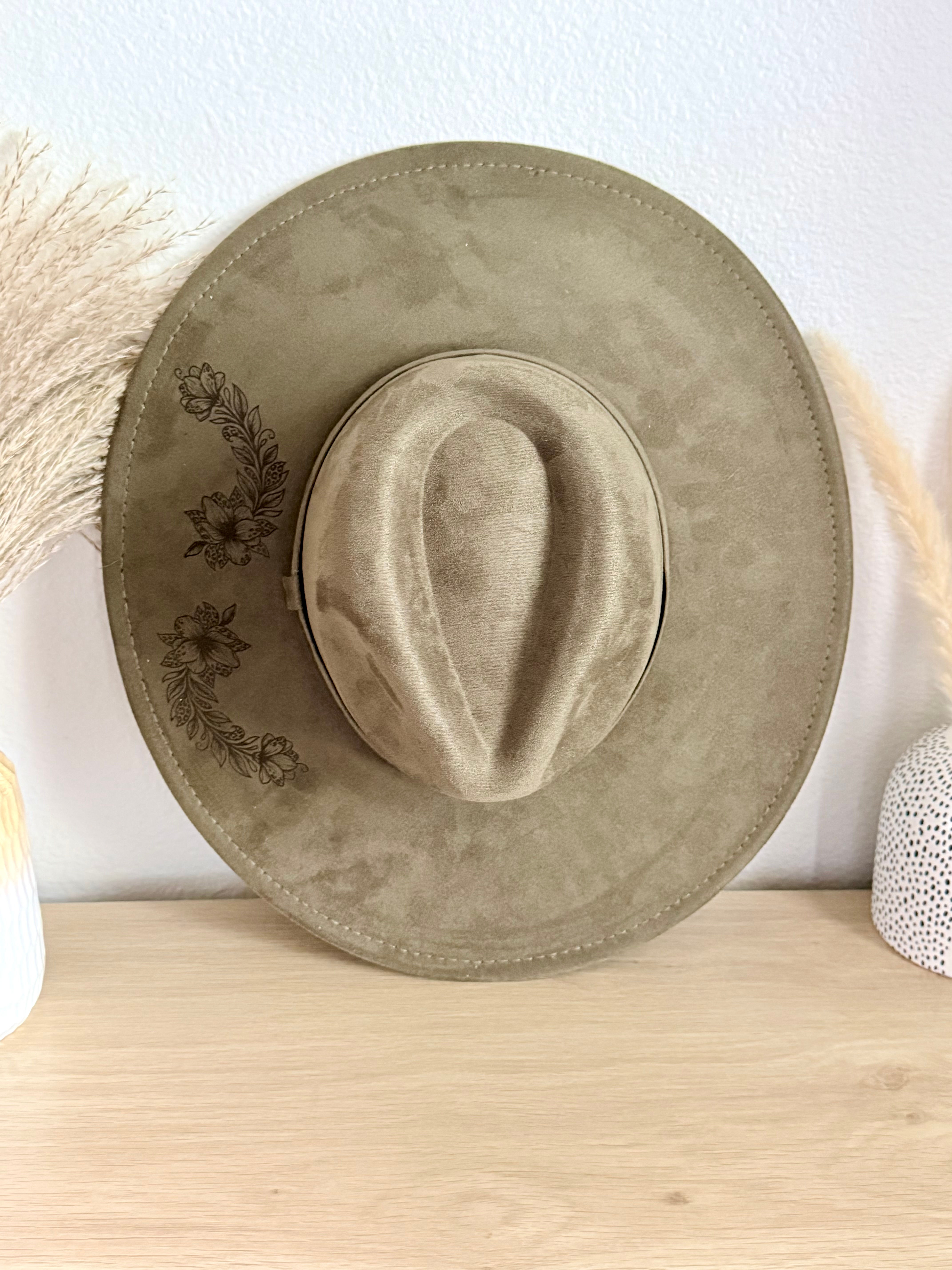 Leopard Floral Wide Brim Hat