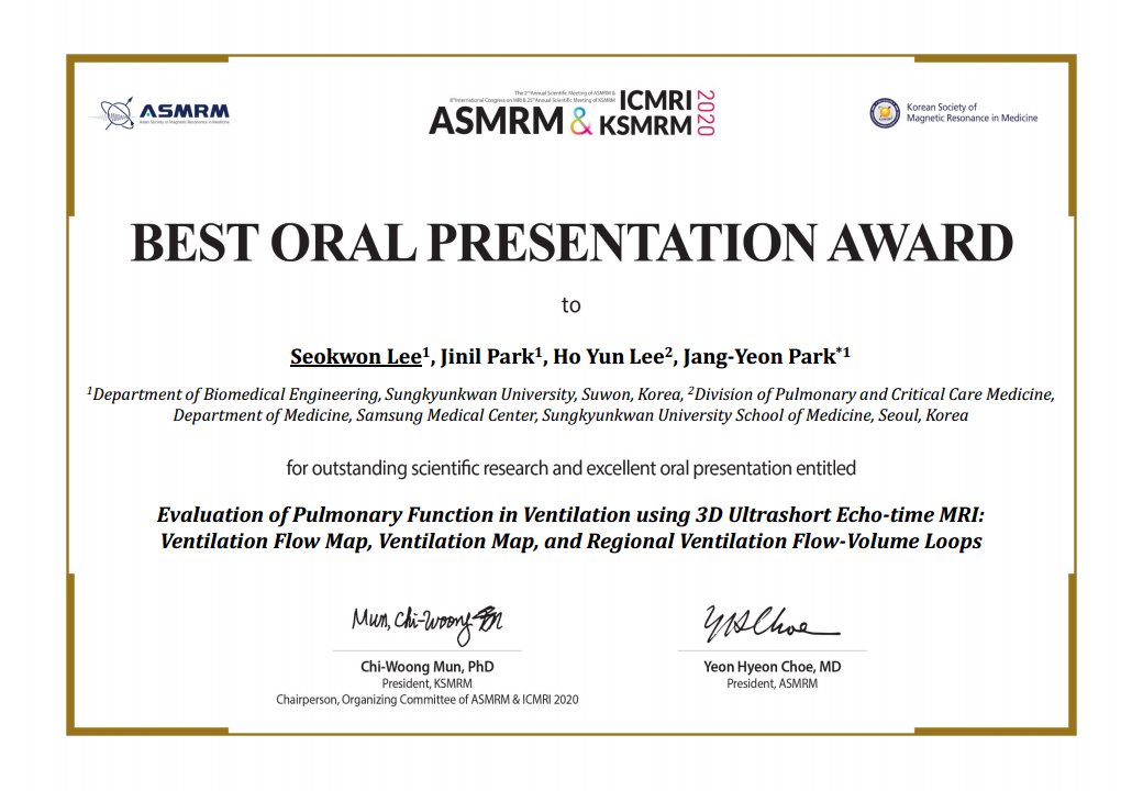 Best Oral Presentation Award at ASMRM & ICMRI 2020 content media