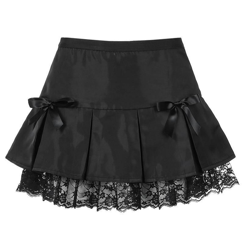 Black Goth Aesthetic Pleated Skirts