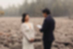 Bride and groom getting married in the boulder field of Hickory Run