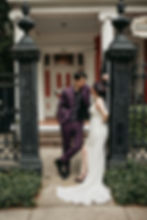 bride and groom at the Rathbone Mansions in New Orleans