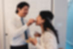 groom feeding bride
