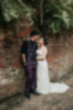 bride and groom in a courtyard in New Orleans
