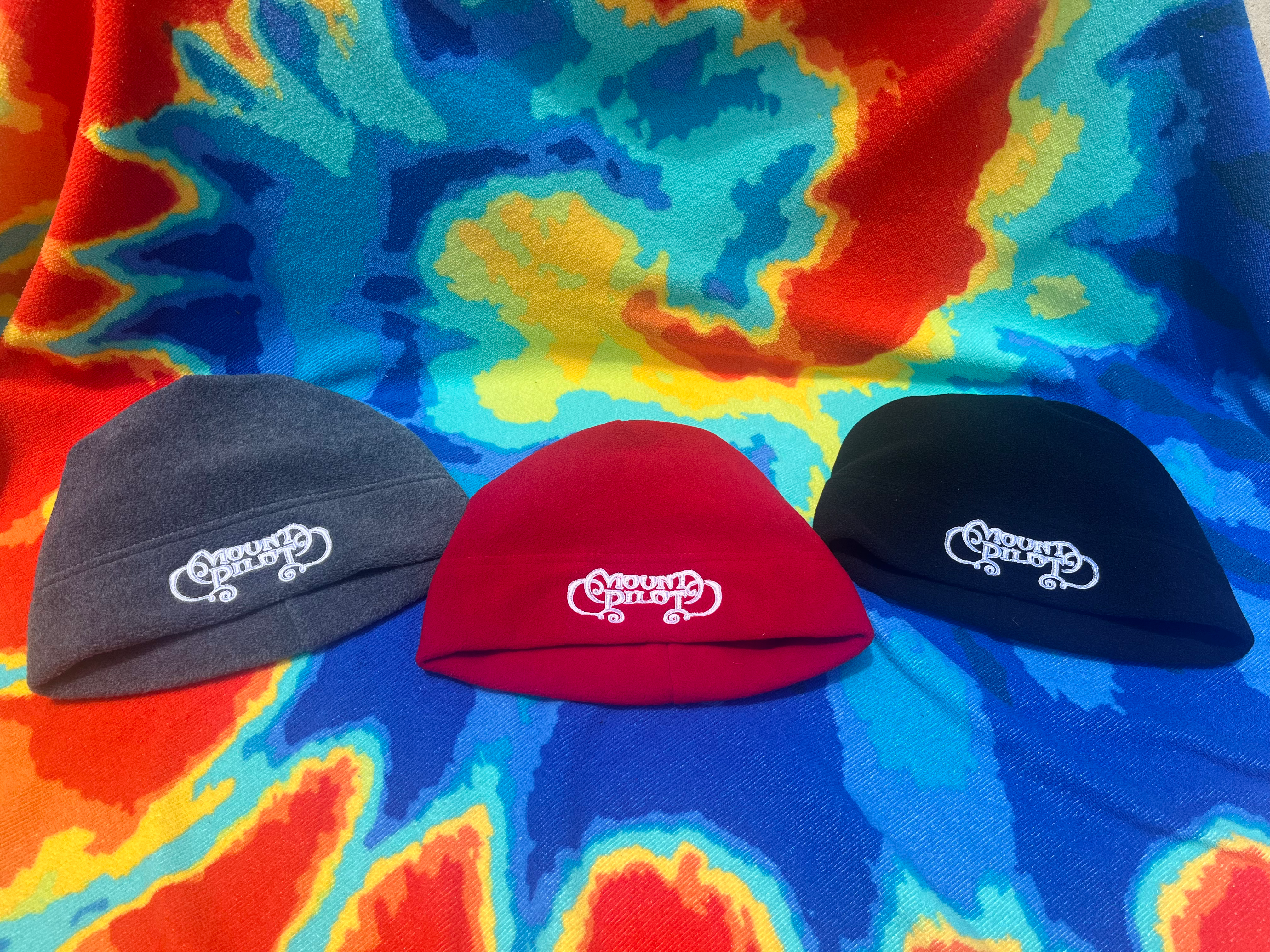 Grey, Red, and Black Beanies