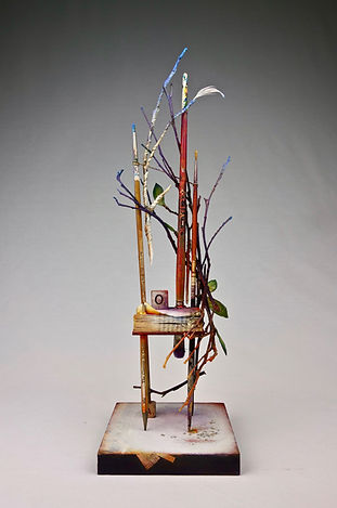 "Memoir - Chapter 2", Seat of the Soul, 17 1/2" x 5" x 5", mixed-media assemblage