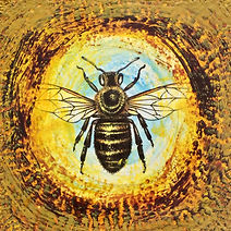 honey bees, bees, mixed-media encaustic