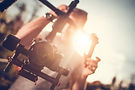 Professional video production using a camera gimbal rig.