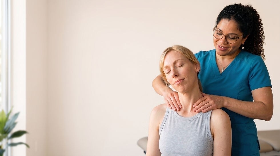 Physical therapist performing a neck massage on a patient