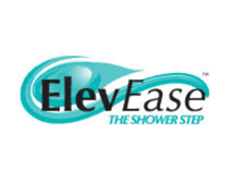 ElevEase The Shower Step logo with blue water wave