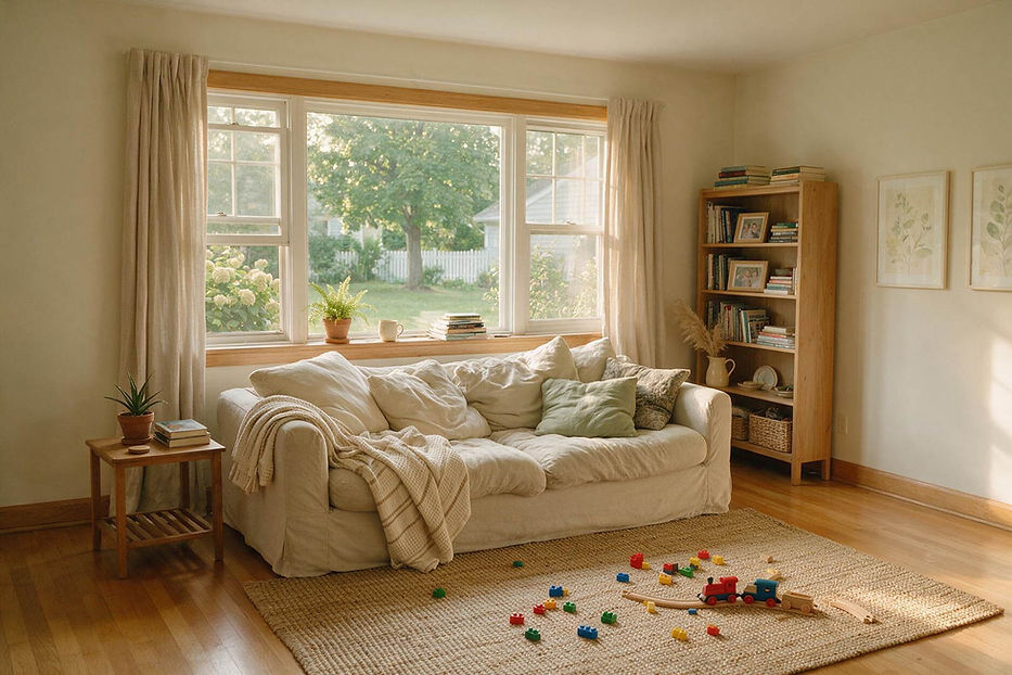 Living room where mold and mycotoxins in children can hide