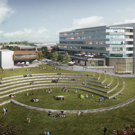 Modern La Vista office complex with an outdoor amphitheater