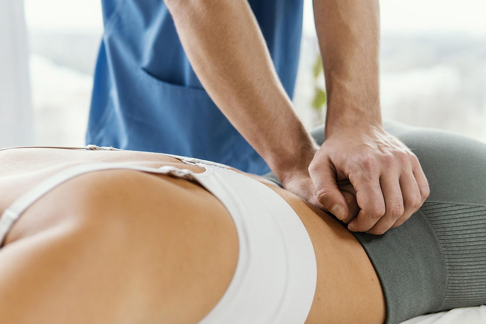 Physiotherapist performing a manual back adjustment