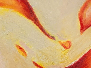 Abstract fluid orange shapes made from colored pencils.