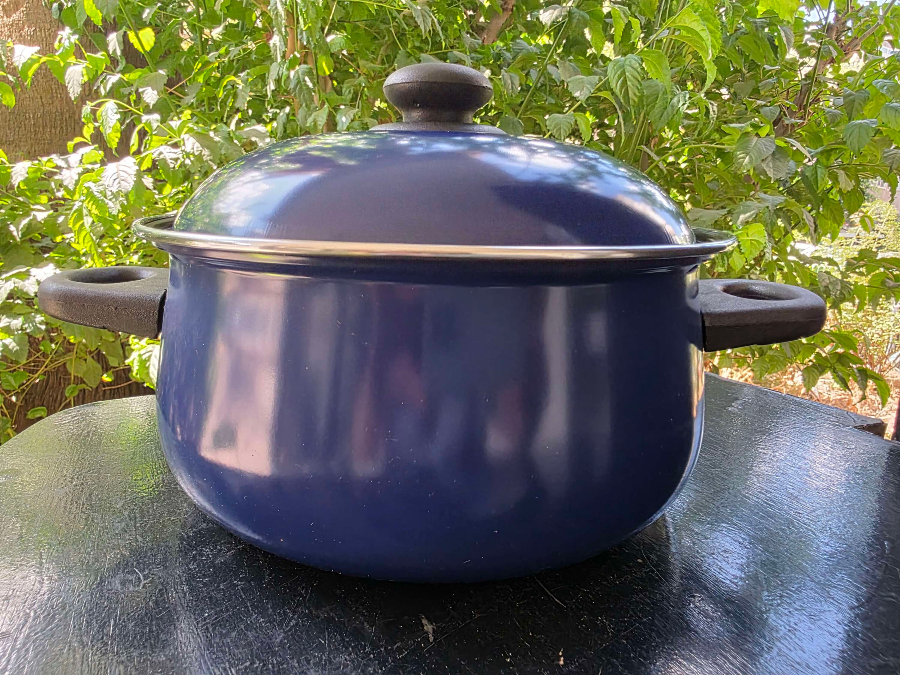 סיר אמייל כחול עם מכסה