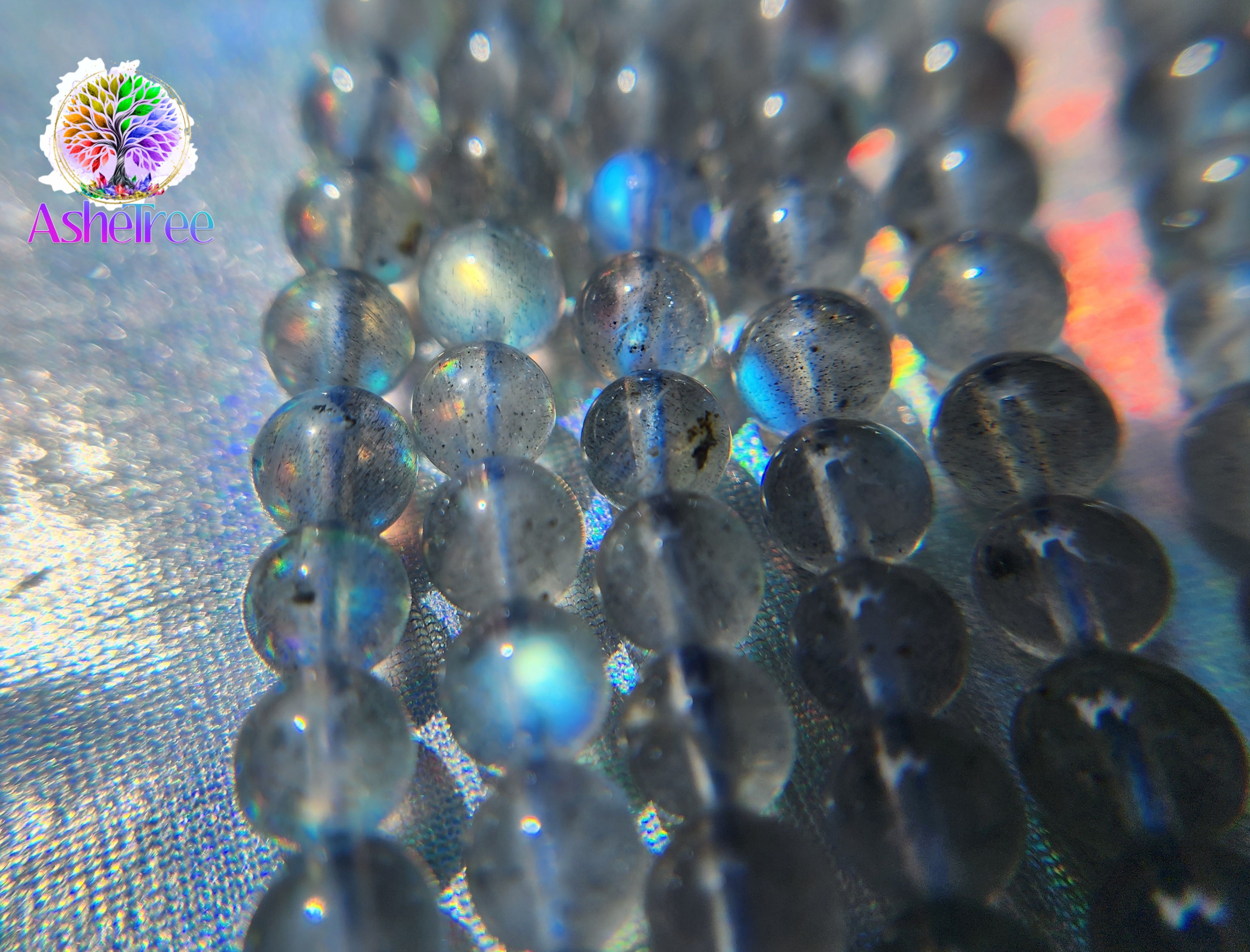 Labdorite 4mm beads (rainbow flash. )AAA+