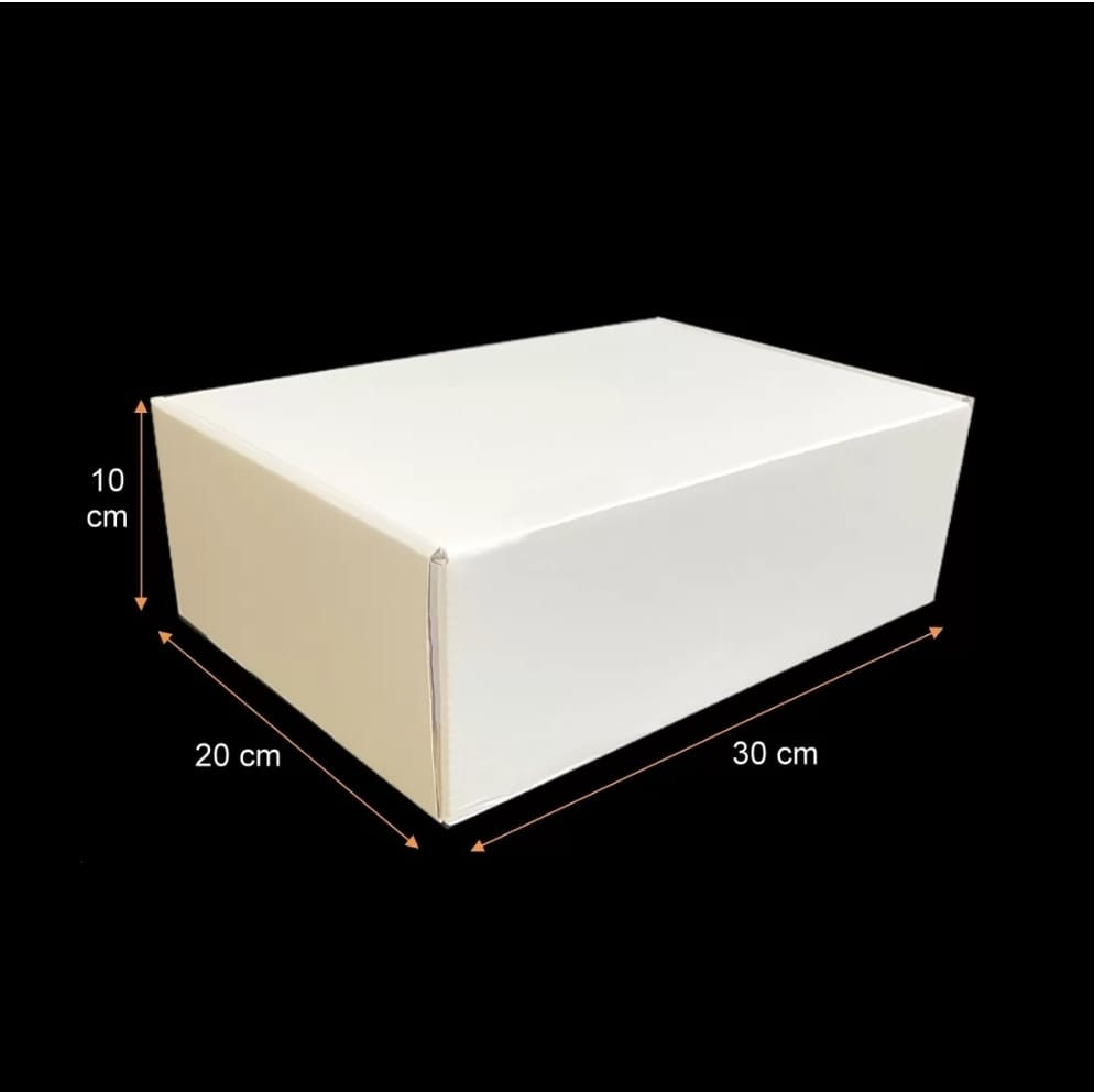 $ 1190 + iva Caja Autoarmable Blanca Lujo 30x20x10 cms Serigrafía 100 unid